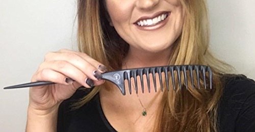 Tearsheet Carbon Wide Tooth Rake Comb with Tail