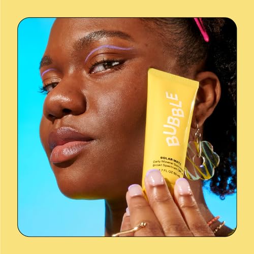 Bubble Skincare Solar Mate Mineral Face Sunscreen Broad Spectrum SPF 40 - Zinc Oxide Sunscreen with Blue Light Protection & Ginseng Extract - Sheer, Lightweight Coverage With No White Cast (50ml)