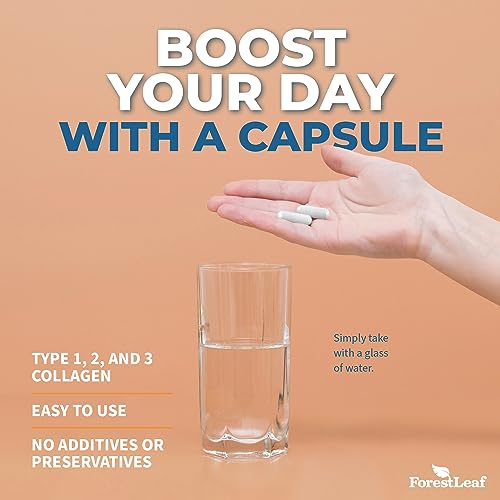 ForestLeaf Multi Collagen Pills with Hyaluronic Acid + Vitamin C | Hydrolyzed Collagen Supplements for Women or Men | Multi Collagen Capsules Peptides for Skin, Wrinkles, 240