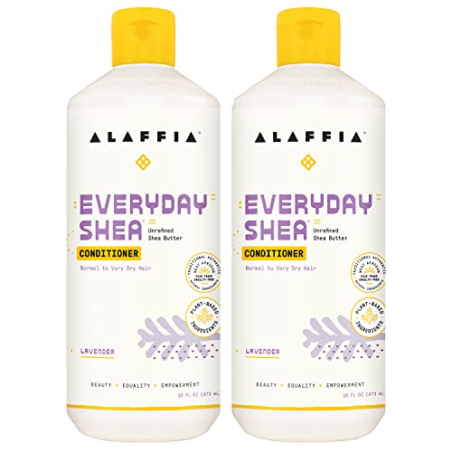 Alaffia EveryDay Shea Conditioner, Moisturizes, Restores and Protects, Made with Fair Trade Shea Butter, Cruelty Free, No Parabens, Vegan, Lavender, 2 Pack, 16 Fl Oz Ea