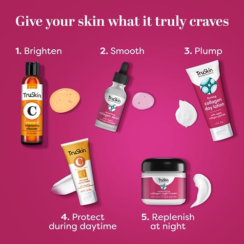 TruSkin Collagen Cream for Face – Firming Day Lotion with Vegan Collagen Peptides, Tri-Ceramides & Green Algae – Anti Aging to Strengthen & Visibly Plump Skin for a Firmer-Looking Glow, 2 fl oz