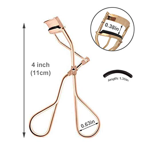 JOSALINAS Eyelash Lash Curler with 2 Silicone Refill Pads, Golden