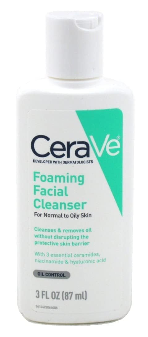 CeraVe Foaming Facial Cleanser | 3 Fl. Oz Travel Size | Daily Face Wash for Oily Skin | Fragrance Free