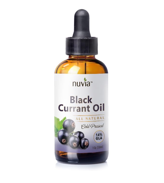Nuvia Organics Black Currant Oil- 100% All Natural, Cold Pressed, Naturally Rich in Omega 3 and 6 Essential Fatty Acids; 1oz