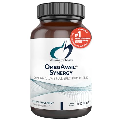 Designs for Health OmegAvail Synergy - Omega Complex for Adults - Omega 3-6-7-9 Fatty Acids from Borage and Macadamia Oil + Triglyceride (TG) Fish Oil with DHA & EPA (60 Softgels)