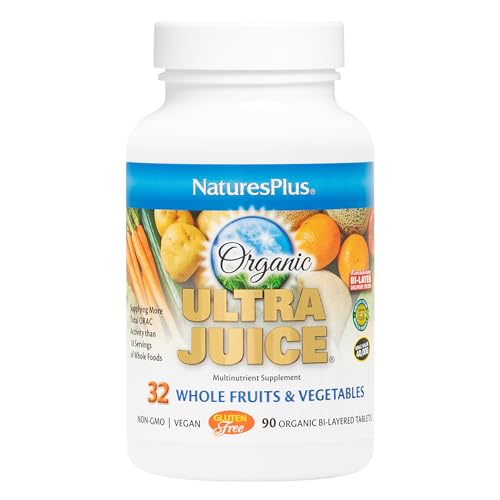 Natures Plus Ultra Juice Multivitamin - 90 Vegetarian Tablets, Bilayered - Whole Food Supplement - Whole Fruits & Vegetables, Antioxidant - Non-GMO, Vegan, Organic, Gluten-Free - 45 Servings