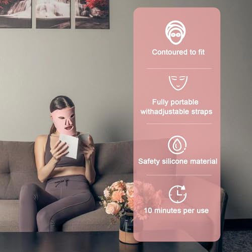 Aphrona Milky Way LED Facial Skincare Mask, Red & Blue Light Therapy LED Face Mask, Light Therapy Treatment Photon Mask, Model: PDT-FACE