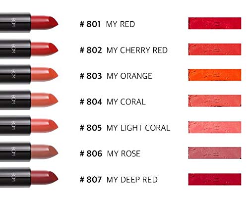 #802. Cherry Red : Korea Cosmetics [ BOM My lipstick ] 6 Colors Matte Lipstick with Magnetic Case (#802. Cherry Red)