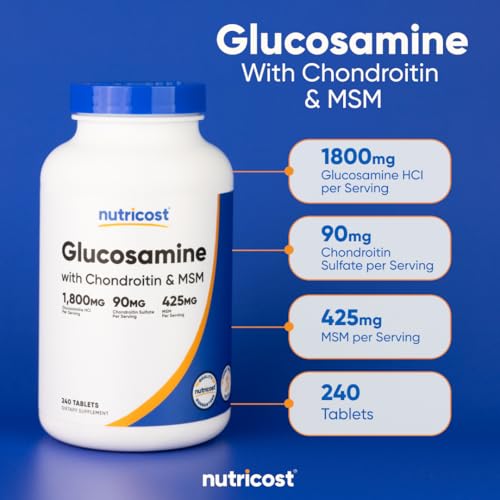 Nutricost Glucosamine 1800mg with Chondroitin & MSM, 240 Tablets, 120 Servings - Joint Support Formula - Non-GMO, Gluten Free