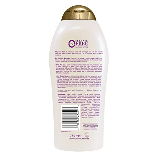OGX Extra Strength Damage Remedy + Coconut Miracle Oil Shampoo for Dry, Frizzy or Coarse Hair, Hydrating & Flyaway Taming Shampoo, Paraben-Free, Sulfate-Free Surfactants, 25.4 Fl Oz