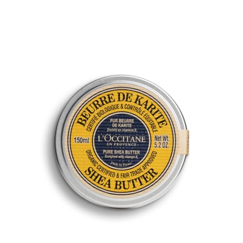L'OCCITANE Organic Certified Pure Shea Butter:, Nourish Dry Skin & Hair, With Vitamin E, Multipurpose Organic Beauty Balm, Treatment, Protects From Dryness, Softening