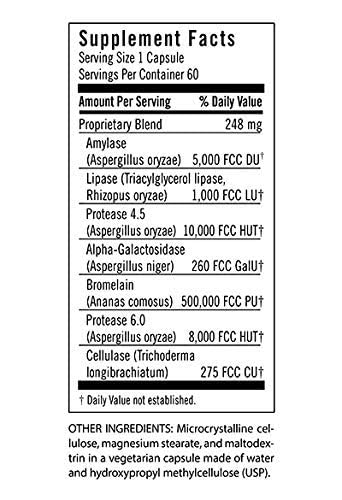 Flora - Adult Enzyme Blend, Aids in Digestion, Enhances Digestion & Absorption of Nutrients, 60 Vegetarian Capsules