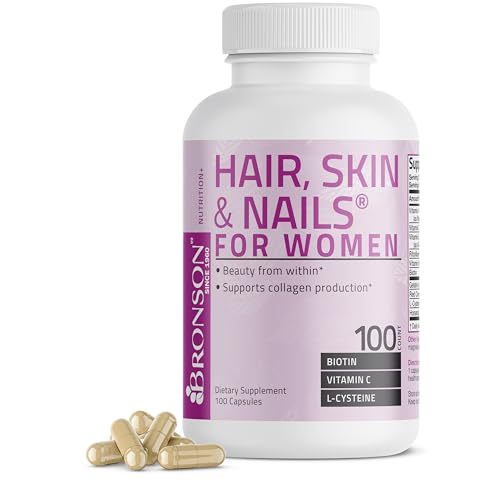Bronson Hair, Skin & Nails with Biotin Extra Strength Vitamin Supplement for Women, 100 Capsules