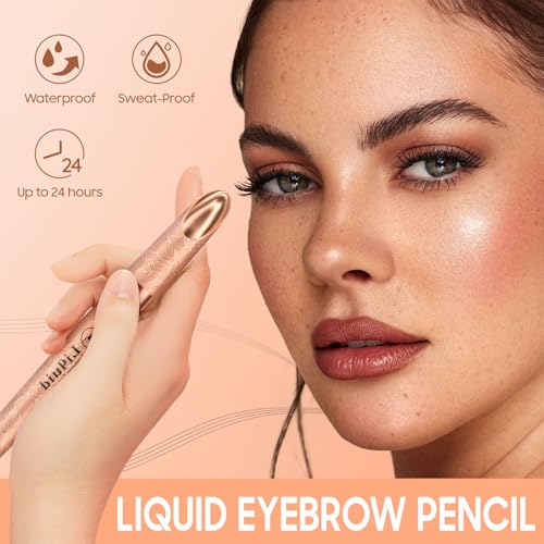 Ursoulney Eyebrow Pen - Liquid Eye Brow Microblading Pencil With Micro 4 Point Lift & Brow Pen Snatch, Long-Lasting Waterproof for Natural Eyebrow Hair Eye Makeup (Dark Brown,02#)