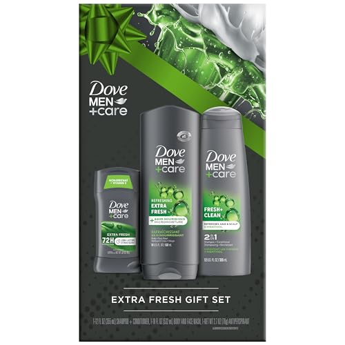 Dove Men + Care Bundle –Extra Fresh Body Wash & 72H Deodorant + Fresh + Clean 2-in-1 Shampoo and Conditioner, Citrus Scent (3 Piece Set)