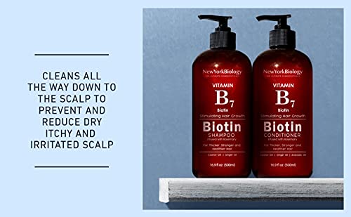 New York Biology Biotin Shampoo and Conditioner Set for Hair Growth and Thinning Hair - Thickening Formula for Hair Loss Treatment - For Men & Women - Anti Dandruff - 16.9 Fl Oz