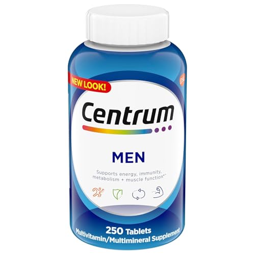 Centrum Multivitamin for Men, Multivitamin/Multimineral Supplement with Vitamin D3, B Vitamins and Antioxidants, Gluten Free, Non-GMO Ingredients - 250 Count