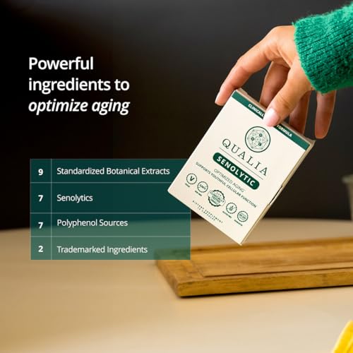 Qualia Senolytic Supplement, Fisetin, Quercetin, Piperlongumin & More, Aging Supplement That Supports Optimal Cell Repair & Rejuvenation, Naturally Eliminate Zombie Cells, 1 Month Supply
