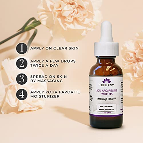 SKIN DEVA 20% Argireline Serum with Matrixyl 3000 Pure Hyaluronic Acid Serum For Face Deep Wrinkle Reducer Anti Aging Tones Skin and Stimulates Collagen Peptides Serum For Face