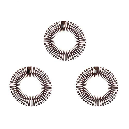 TUICARE 3Pieces Flexible Plastic Circular Stretch Hair Combs, Headband Hairband Holder for Women Girls