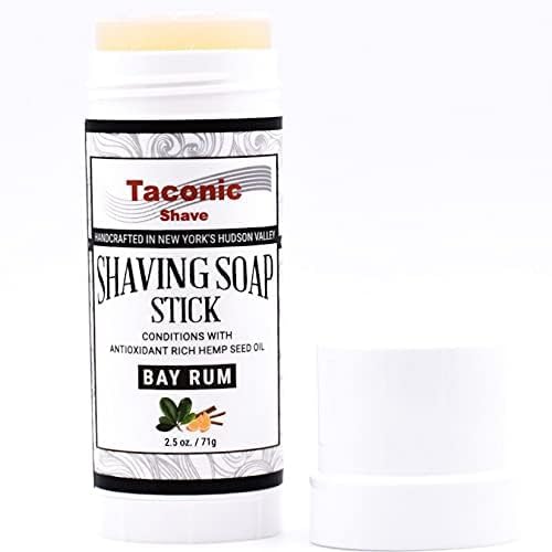 Taconic Shave Bay Rum Shaving Soap Stick with Antioxidant-Rich Hemp Seed Oil 2.5 oz./71g