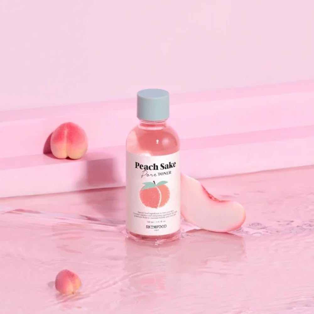 SKINFOOD Peach Sake Facial Toner 135ml - Tighten Pores and Sebum Control - Skin Moisturizing, Refining, & Hydrating Facial Toners for Oily Skin - Enlarge and Deep Pores Remedy (5.41 fl.oz.)