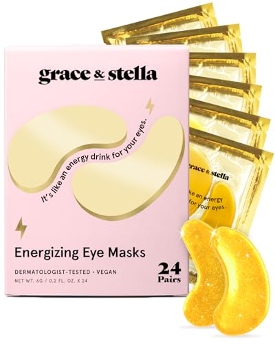 grace & stella Under Eye Mask - Gifts for Women - Travel Essentials - Reduce Dark Circles, Puffy Eyes, Undereye Bags, Wrinkles - Gel Under Eye Patches for Bridesmaid - Vegan Self Care (24 Pairs, Gold)