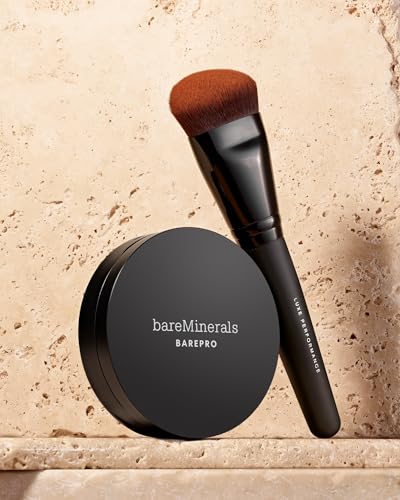 bareMinerals Luxe Performance Synthetic Face Brush for Flawless Coverage, Pair with Liquid or Pressed Powder Foundation, Vegan