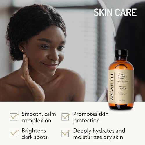 Eve Hansen Argan Oil (4oz), Pure Carrier Oil for Hair, Skin and Nails, Deep Hydrator, Anti-Age, Sulfate, Paraben, Phthalate Free