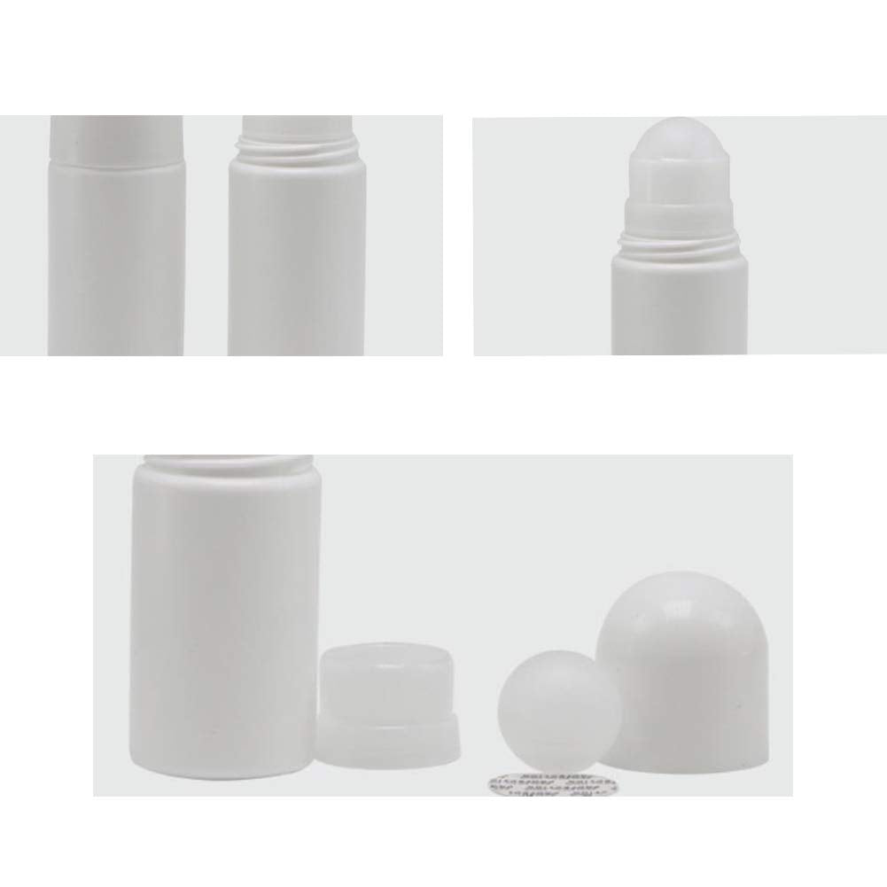 4Pcs 50ml/1.69oz White Deodorant Bottles Empty Refillable Plastic Roll On Bottles Deodorant Container Essential Oils Roller Bottles With Plastic Roller Ball For Deodorant Lip Oil Aromatherapy Perfume