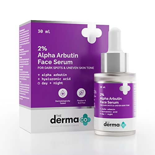 The Derma Co 2% Alpha Arbutin Face Serum | Helps Reduce Acne Scars & Spots | Suits All Skin Types | 1.01 Fl Oz/30 ml
