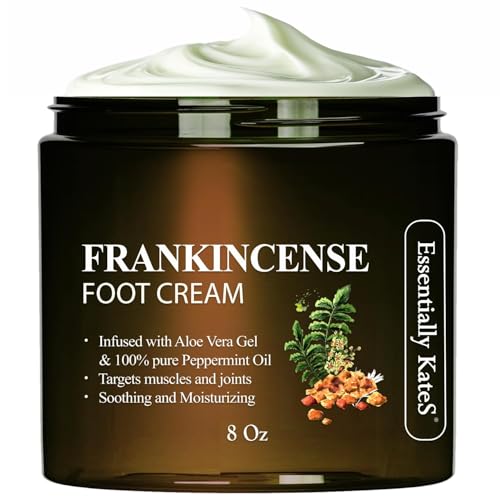 Essentially KateS Frankincense Oil Foot Cream 8 Fl Oz - Fight Soreness and Stiffness in Tired Feet - Foot Sole, Achilles, Foot Bridge, Ankle and Foot HillFoot Cream - (Parent) (8 Fl Oz, Frankincense)