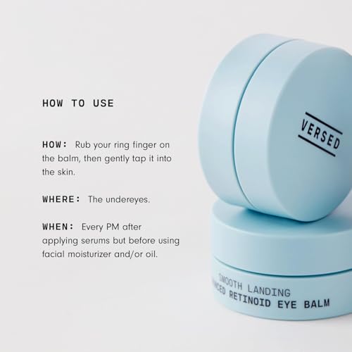 Versed Smooth Landing Advanced Retinoid Eye Balm - Anti-Aging Eye Cream with Granactive Retinoid for Crow's Feet, Under Eye Bags & Dark Circles - Nightly Moisturizing Eye Firming Cream (0.42 oz)