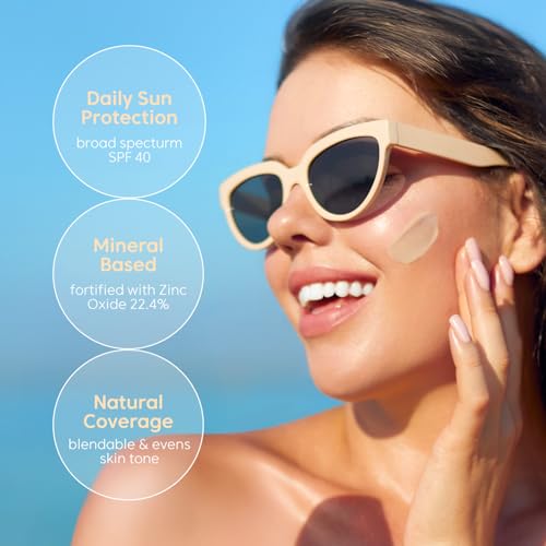 THANKYOU FARMER Sun Project Rice Tinted Mineral Sunscreen SPF40 Broad Spectrum - Korean Face Sunscreen with Zinc Oxide - Tinted SPF with No White Cast, Dermatologist-Tested - 1.69 fl oz