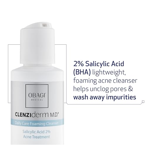 Obagi CLENZIderm M.D. Daily Care Foaming Acne Cleanser – Acne Treatment with 2% Salicylic Acid (BHA) – 4 oz