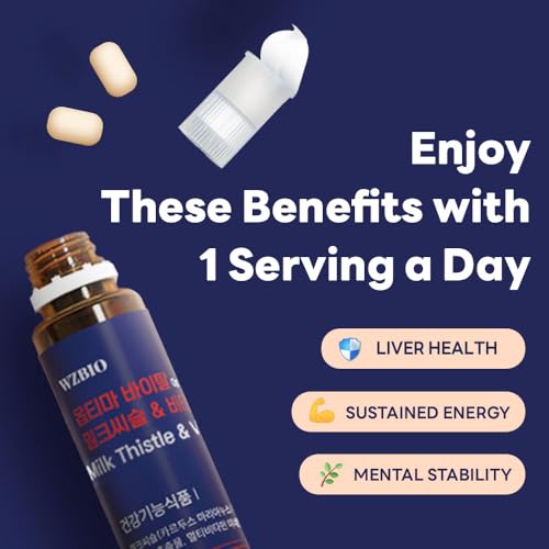 WZBIO Optima Vital - Milk Thistle (Silymarin 130mg) for Liver Health, Liver Supplement, Stress Relief & Immune Support, with Vitamins B, C, D, E & Rhodiola, 10-Day Supply