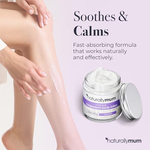 NaturallyMum - Magnesium Body Lotion [NATURAL & VEGAN] - Topical Magnesium Chloride Cream Lotion Support for Sleep, Bone, Heart & Muscle Health - Lavender - Made in UK & Safe for Kids