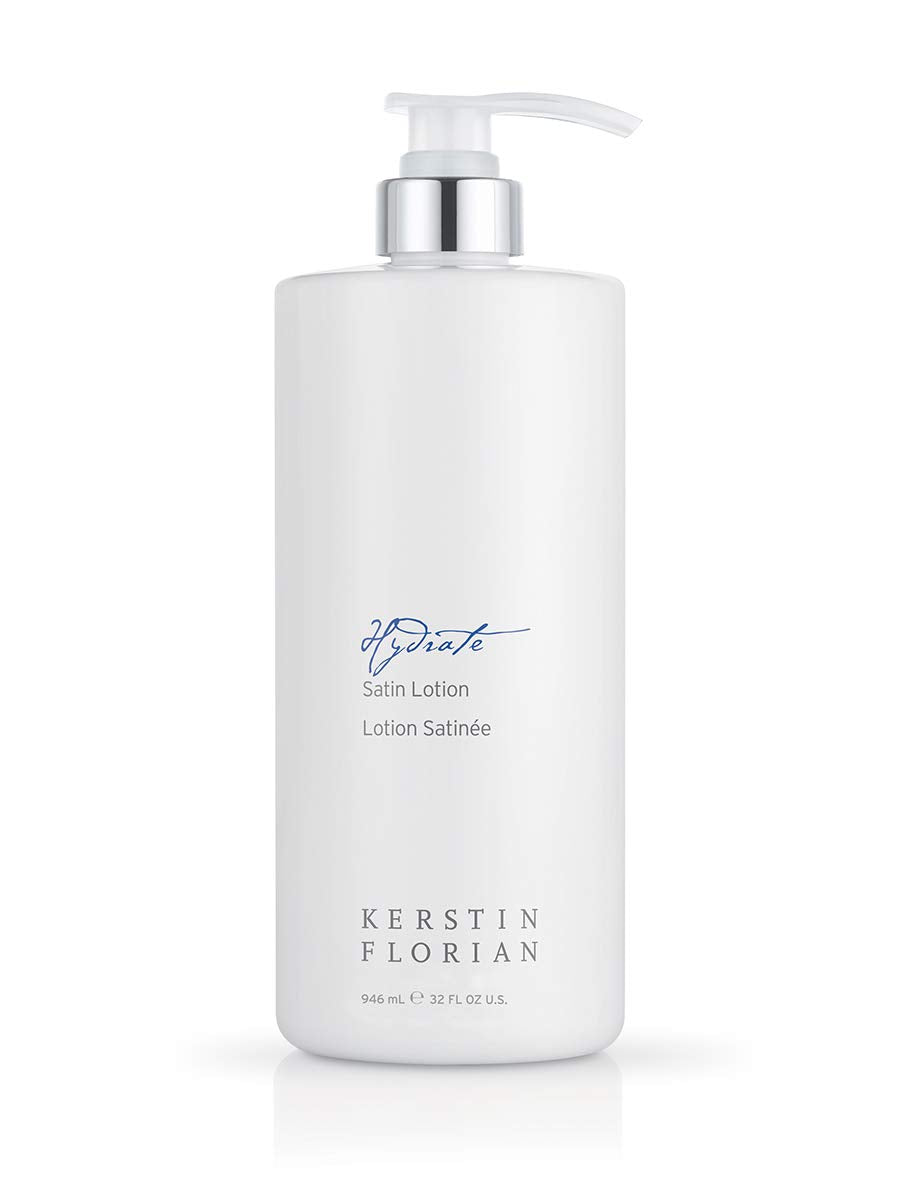 Kerstin Florian Satin Lotion, Body Moisturizer with Aloe and Jojoba, Sooth Dry Skin, Lightweight and Non-Greasy, 946 mL / 32 fl oz.