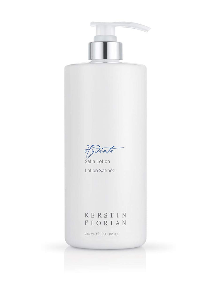 Kerstin Florian Satin Lotion, Body Moisturizer with Aloe and Jojoba, Sooth Dry Skin, Lightweight and Non-Greasy, 946 mL / 32 fl oz.