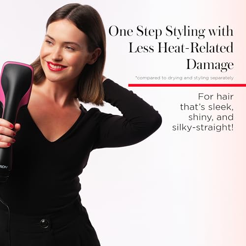 REVLON One-Step Hair Dryer and Styler, All-in-One Detangling and Straightener Brush for Salon-Quality Smooth, Straight Hair, More Shine and Less Frizz, Black