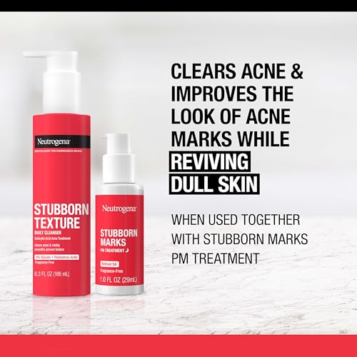 Neutrogena Stubborn Texture Daily Acne Facial Cleanser, Salicylic Acid Face Wash + Glycolic & Polyhydroxy Acids, Fragrance-Free, 6.3 fl. oz