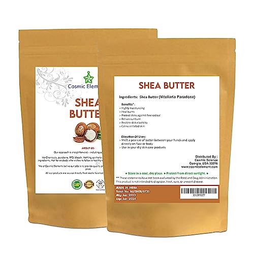 Cosmic Element 100% Pure Organic Raw African Shea Butter - Unrefined Shea Butter for Hair & Dry Skin | Ideal for DIY Whipped Body Butter | Soothes, Nourishes & Moisturizes All Skin Types - 8oz