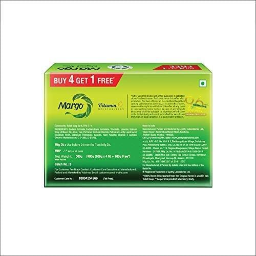 Margo Original Neem Soap 100g X 5, 500 gram | With Goodness of 1000 Neem Leaves | Infused with Vitamin E for moisturising