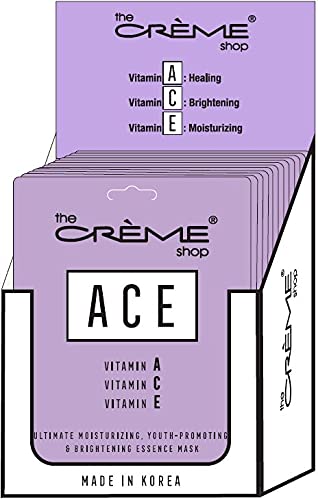 The Crème Shop | Vitamin A C E Ultimate Moisturizing, Youthful and Brightening Essence Mask. Boost Skin's Immune System Restore Skin Cells Damaged - 5 Pack