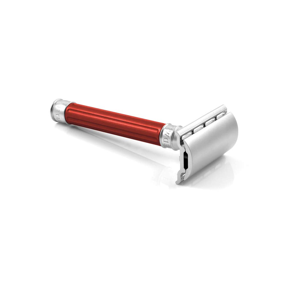 Edwin Jagger 3one6 Stainless Steel Grooved Red Double Edge Safety Razor