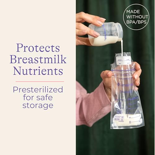 Lansinoh Breastmilk Storage Bags, 100 Count, Baby Essentials, Fast Freeze & Thaw Breast Milk Bags for Baby Bottle Feeding, Superior Strength & Stretch, 6 Ounce