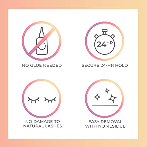 KISS imPRESS Falsies Self Adhesive Eyelashes, Press On Lashes, 12mm-14mm Glam Volume Lashes, Black, No Glue Needed, Invisible Band, 36 Lash Clusters & Non-Stick Applicator - Voluminous