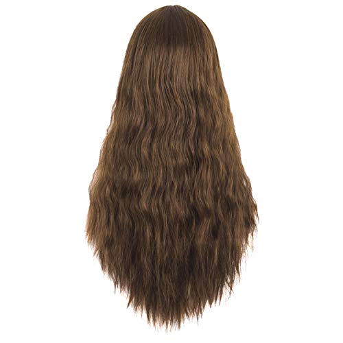 MapofBeauty 28/70cm Charms Women Synthetic Long Fluffy Corn Hot Curly Flat Bangs Wig (Brown)