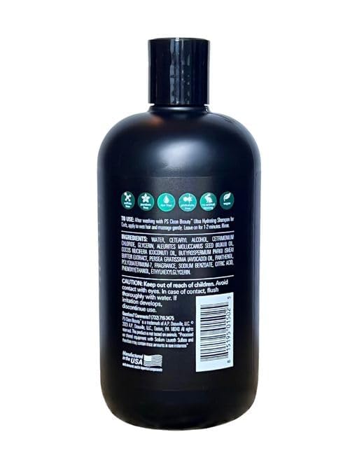 PS CLEAN BEAUTY Ultra Hydrating Conditioner for Curls (12 Fl Oz), Black