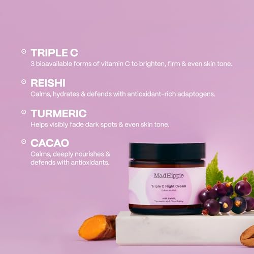 Mad Hippie Triple C Night Cream – Face Moisturizer, Skin-Brightening, Anti-Aging Skin Care with 3 Forms of Vitamin C, 2.1 Oz